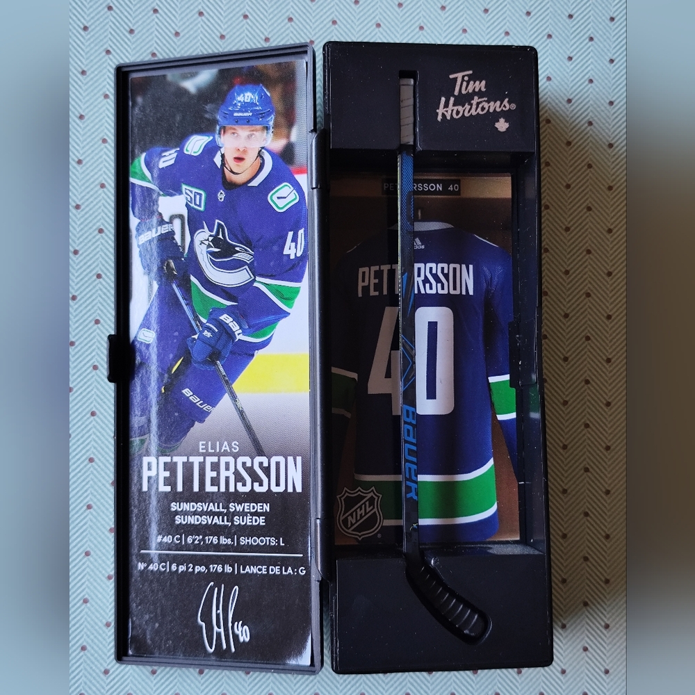 4/$50⭐️2021 Tim Hortons Ed NHL Superstar Collectible Sticks Elias Pettersson
